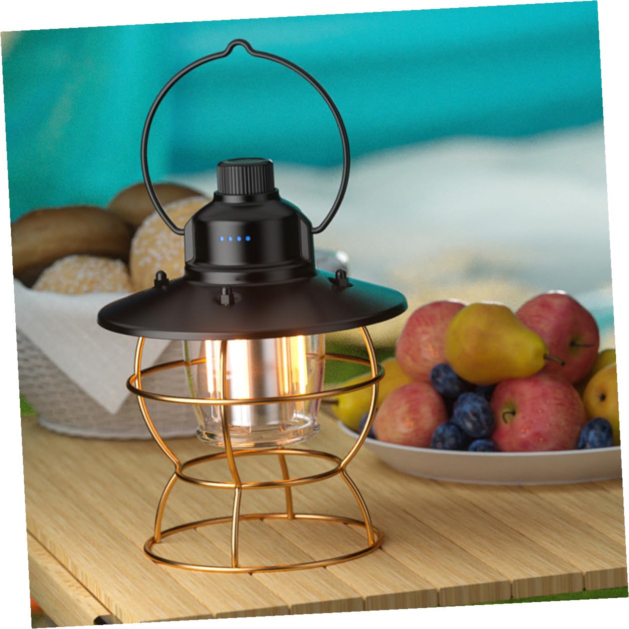 Lámpara Vintage Portátil para Camping Luz LED Recargable Linterna de Mano Multifuncional para Exteriores para Senderismo y Actividades al Aire