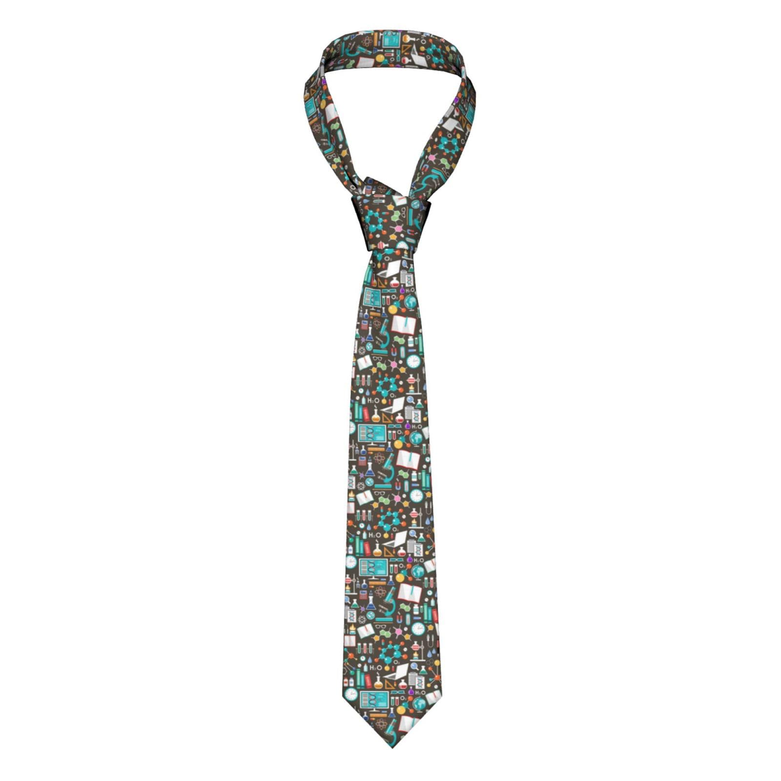 KONGNY Science Chemistry Pattern Mens Ties Men's Neckties Polyester Novelty Skinny Tie For Wedding Party Groom Groomsmen