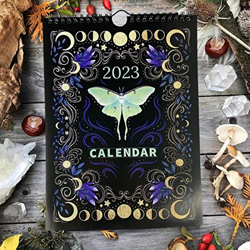 Bosque Oscuro Calendario Lunar 2023 | Calendario de pared de 8,2 x 11 pulgadas 2023 | Calendario familiar del bosque con 12 ilustraciones | Calendario de arte Regalos Año Nuevo para mujeres y hombres Cover