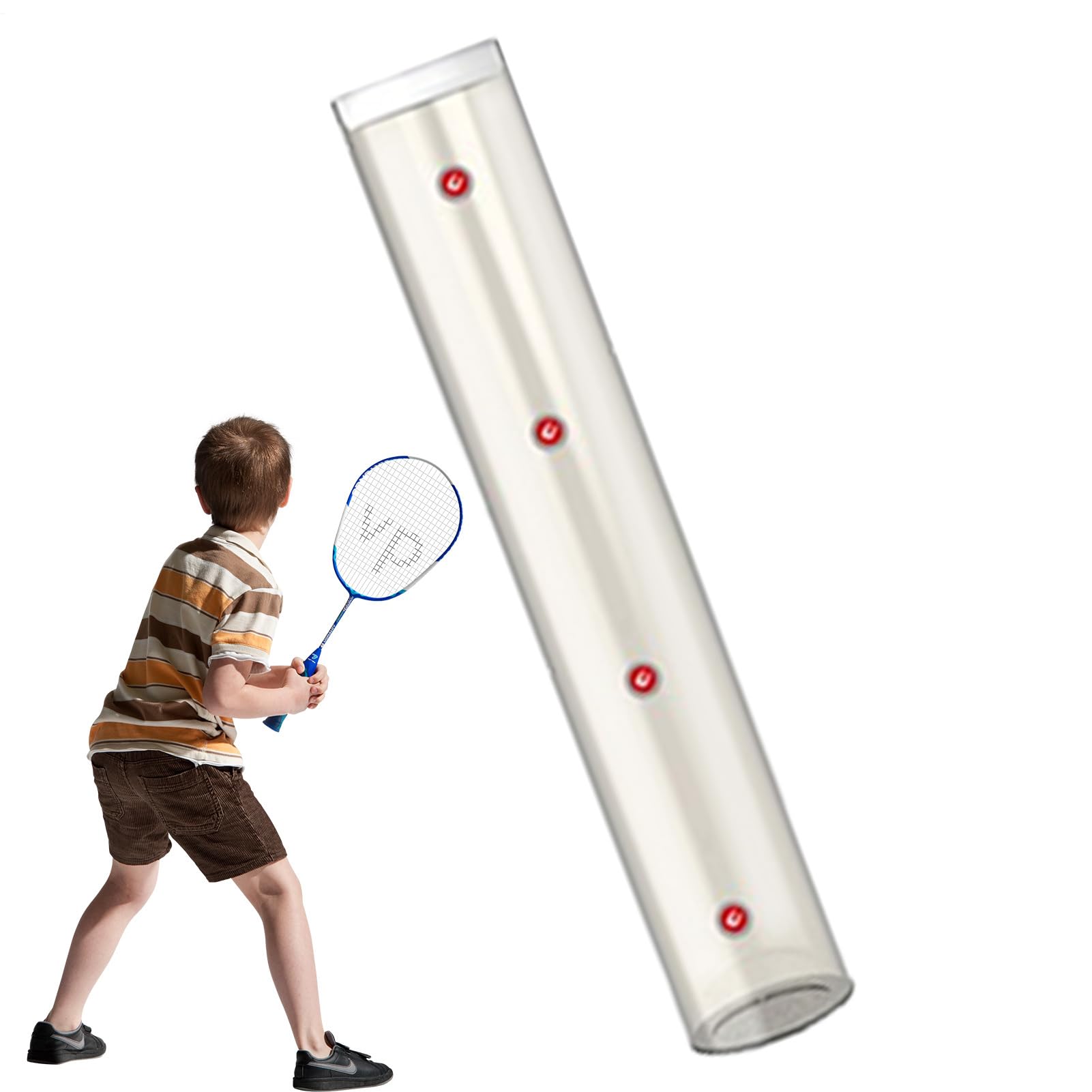 Tubo magnetico da badminton, tubo per palline da badminton, tubo magnetico per badminton, attrezzi da allenamento per educazione fisica, palestra, cortile, campo da badminton, parchi