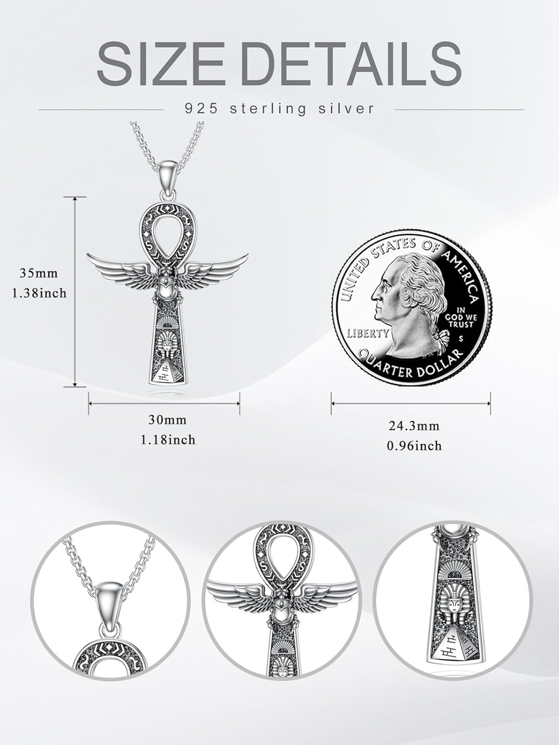 Egyptian Ankh Necklace 925 Sterling Silver Egypt God Pendant Necklace Egypt Jewelry Gift for Men Women - Image 7