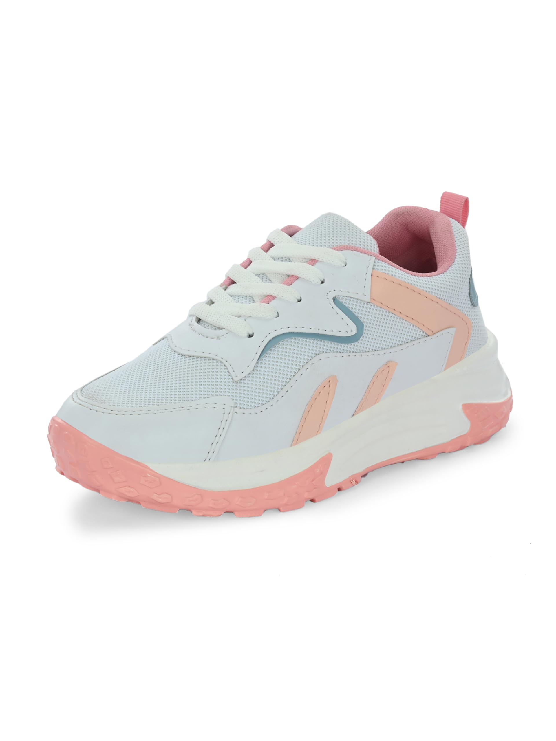 KNOOS Womens Pink Synthetic Leather Lace Up Walking Sneakers - 6 UK (B0CQYZ74DN) Amazon Price History, Amazon Price Tracker