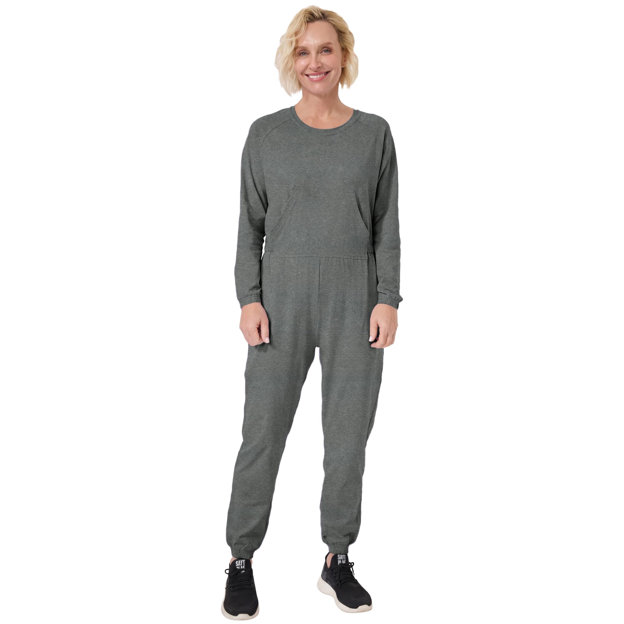 Women's Adaptive Anti-Strip Jumpsuit with Long Sleeve Back-Zip