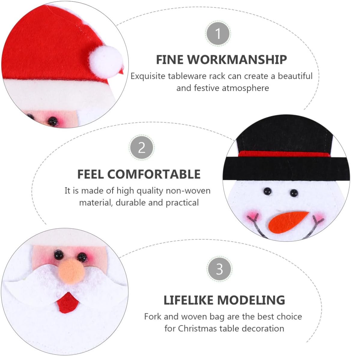 NOLITOY 2pcs Snowman Silverware Holder Non-woven Xmas Christmas Cutlery Bag