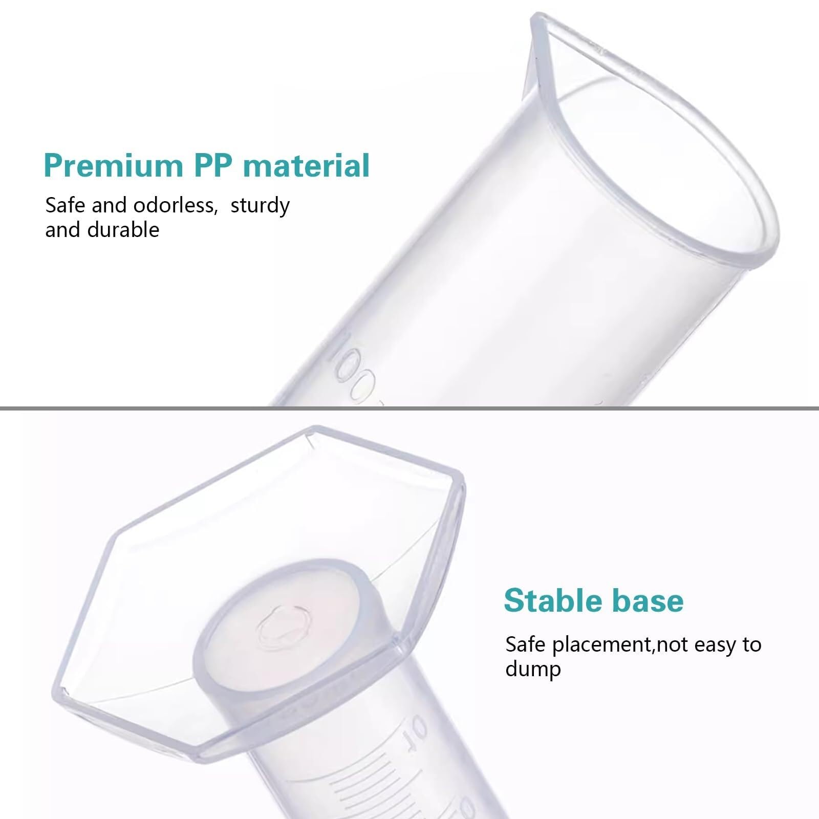 Probeta de Laboratorio para Ciencias, Juego de Cilindros graduados de plástico de 10 a 100 ml con 4 pipetas, 1 Embudo y 2 cepillos, Paquete de 11(Color 16)
