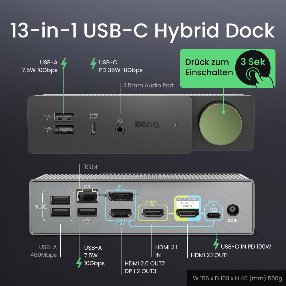 BenQ beCreatus 13-in-1 USB-C Hybrid Docking Station | Gaming Dock 
