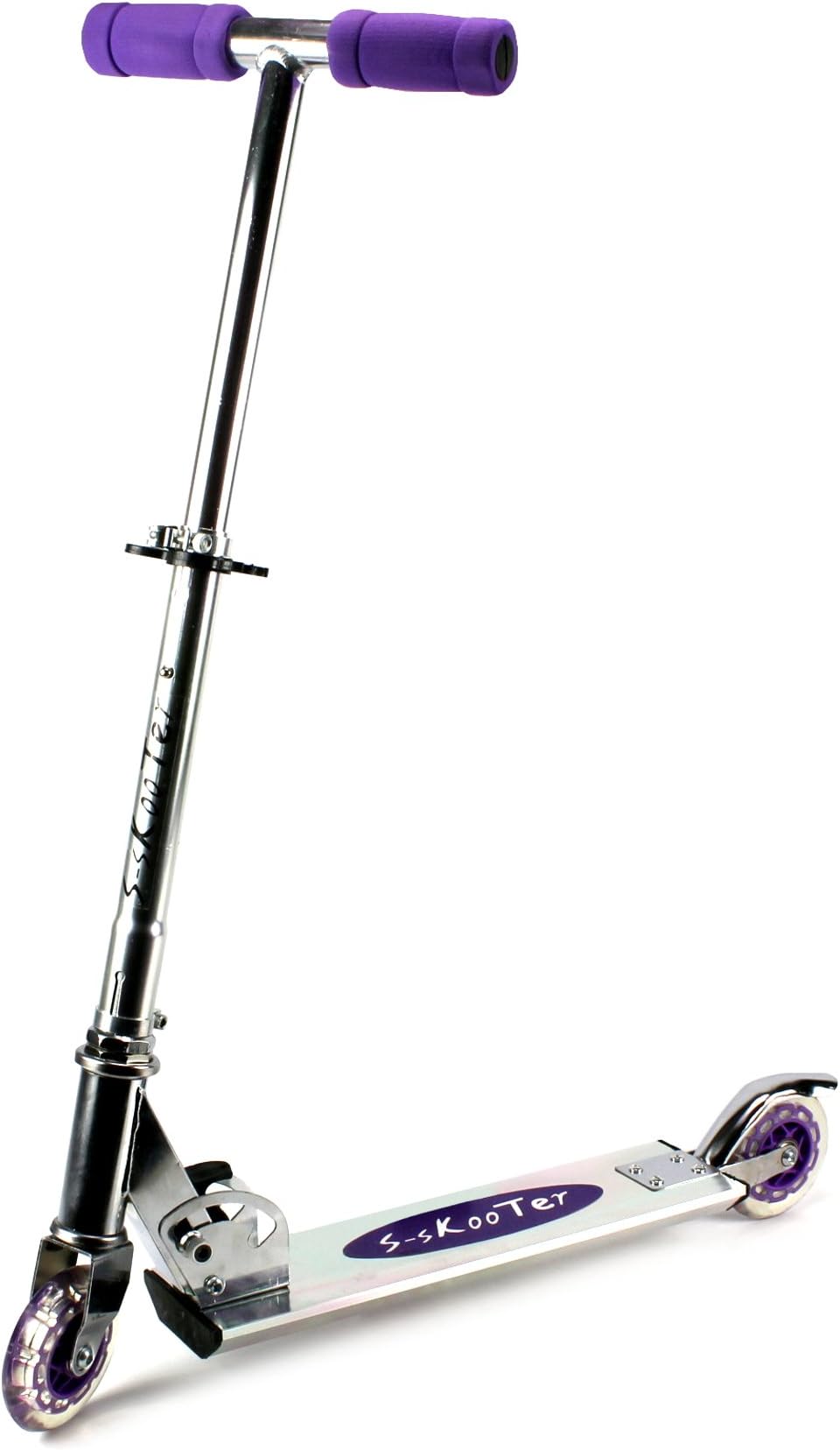 S-Skooter Children's Two Wheeled Metal Toy Kick Scooter w/Adjustable Handlebar Height, Rear Fender Brake (Purple)