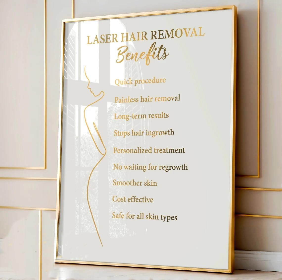 NATVVA 8 Pieces Smoother Skin Happier Life Wall Art Poster Hair Removal Canvas Prints Skincare Epilation Painting Hair Removal Areas Picture Artwork Clinic Decor for Med Spa No Frame