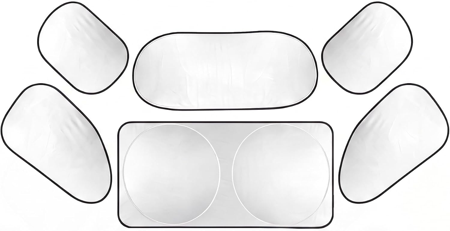 6 Pack Car Window Sun Shade Set, Reflective Heat Insulation Sunshade Cover for Front and Rear, Full Blackout Privacy Protection Cover, for Cars Trucks SUVs (Silver)