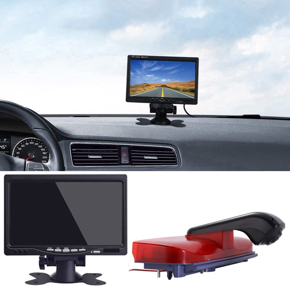 7-calowy kolorowy wyświetlacz TFT LCD + Super HD noktowizor kamera cofania do Ford Transit Connect 2 II/XL Cargo Titanium Passenger (2014-2022) Van światło hamowania, światło stopu