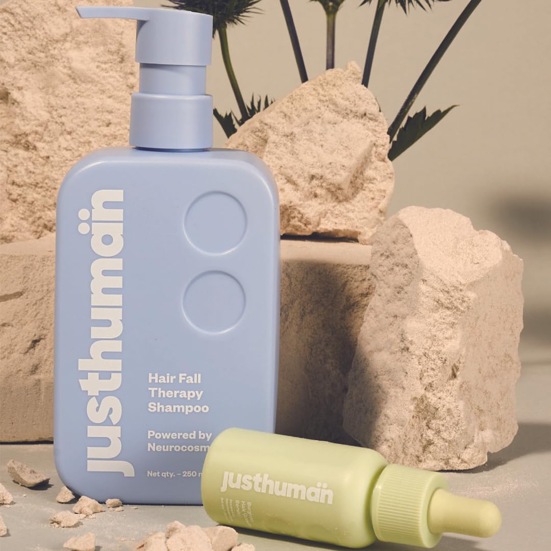 JustHumanRevive and Restore hair growth system with Hairfall Therapy shampoo and Burgeon-UP Hair growth Serum - All Natural formula - Hair loss protection in 30 days for men and women 250ml + 30ml