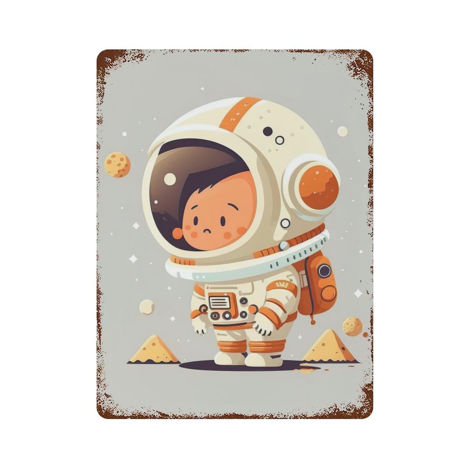 Astronaut Cute Vintage Metal Tin Sign 15.7"x11.8", Ideal for Cafe, Home Bar And Lounge Decor