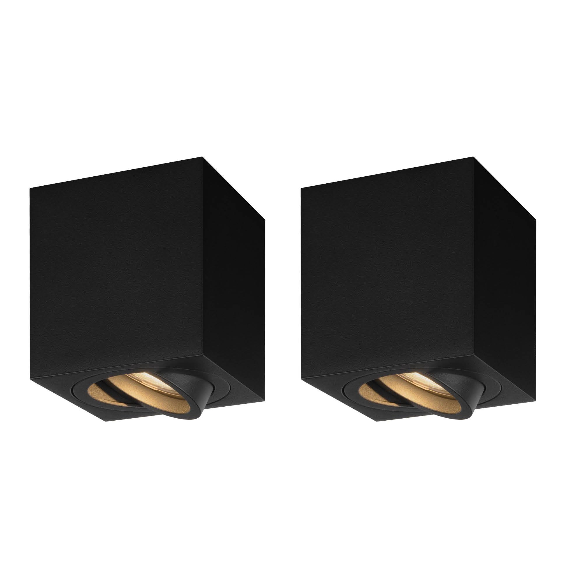 Ledvion Black - 2X Led Spotlights Square, Dimmable, 3W, 2700K, Ceiling Light