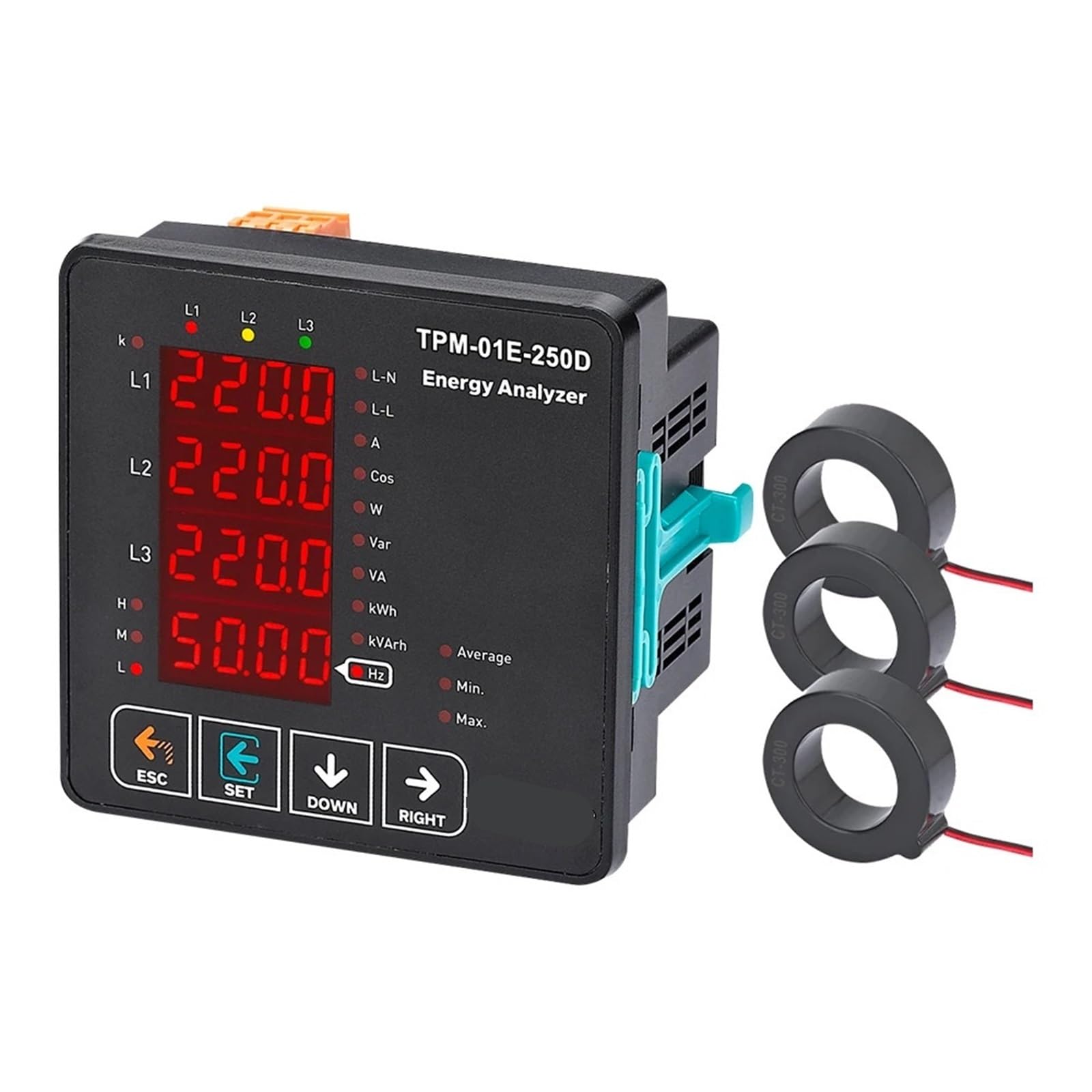 Analyseur d'énergie multimètre TPM-01-60D 3P 4W compteur triphasé - 3