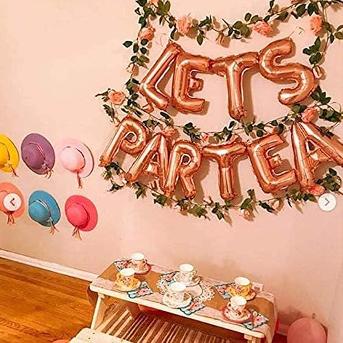 Miniatura 5 de LaVenty 12 globos LET'S PAR TEA Balloons Tea Party Cumpleaños Decoración Baby Shower Primer Cumpleaños Decoración Guirnalda de flores (180 pulgadas)