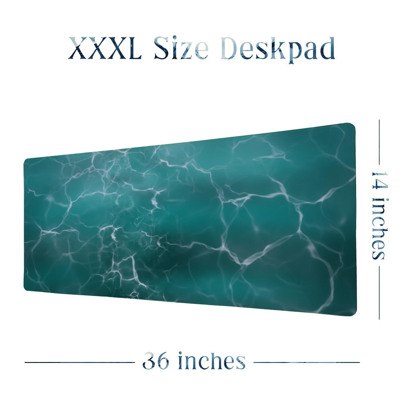 SoulAbiti Aqua Stillness Extended Desk Pad (36x14 Inch) - Wanderlust Calm Series XXL Mouse Pad - Non-Slip Rubber Base & Stitched Edges