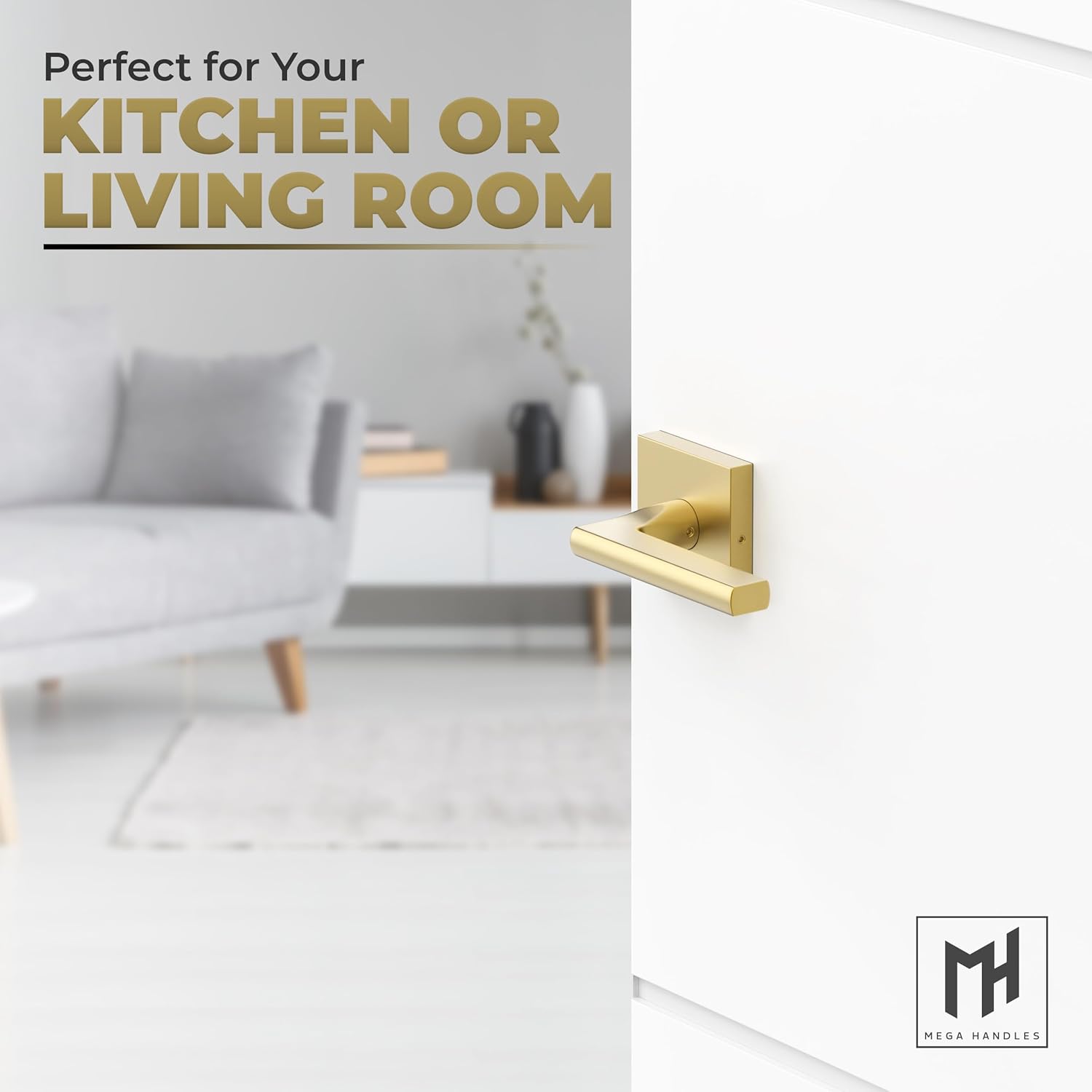 Mega Handles Prime Passage Lever Door Handle for Hallway, Closet and Bathroom, Reversible Design Door Levers, Fits All Standard Door Sizes, Covered Screws Included - Black (1 Pack) 5''