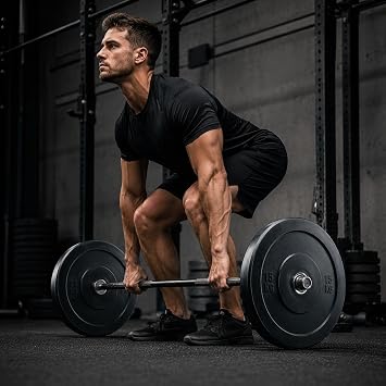 Rubber Weight Plates Barbell Discs Bumper Plates for Dumbbell Bars, Gym Strength Training, Deadlifts, Squats, Weight Lifting Workout Plates 5kg 10kg 15kg 20kg 25kg