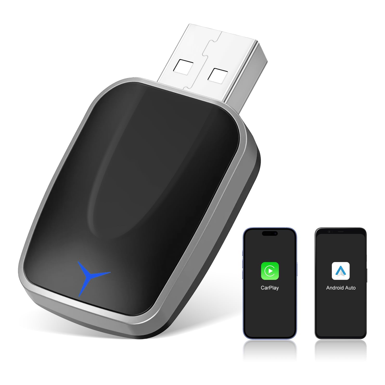 Joceixx Wireless CarPlay Android Auto 2in1 Adapter, Plug and Play, für Autos mit kabelgebundenem CarPaly und Android Auto, unterstützt iOS 10+ & Android 11+ (Unidirektional Ende-075)