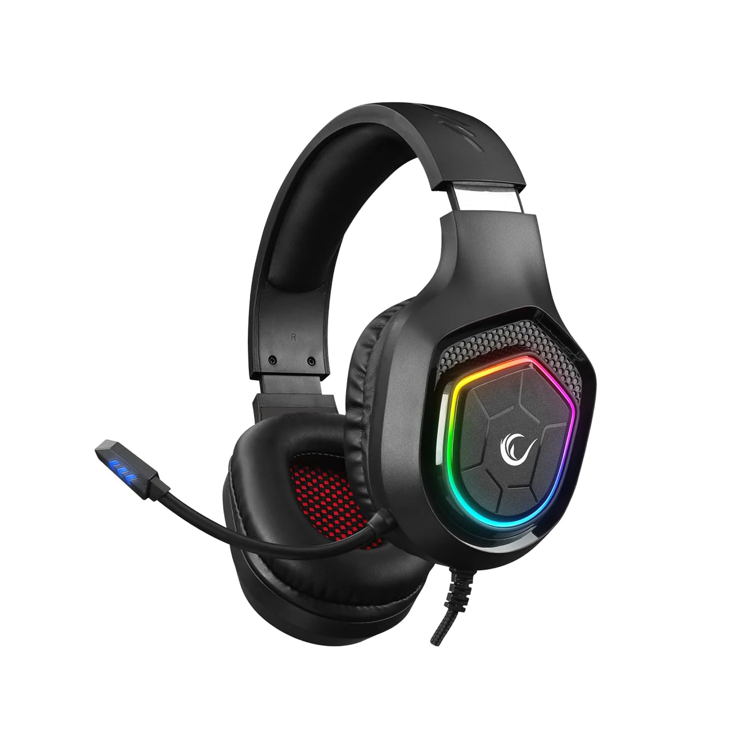 Rampage RM-K90 Wired Gaming Headset with Microphone – RGB Headphones with Mic, 50mm Drivers, Noise-Canceling for PC, PS4, PS5 & Laptop Gaming