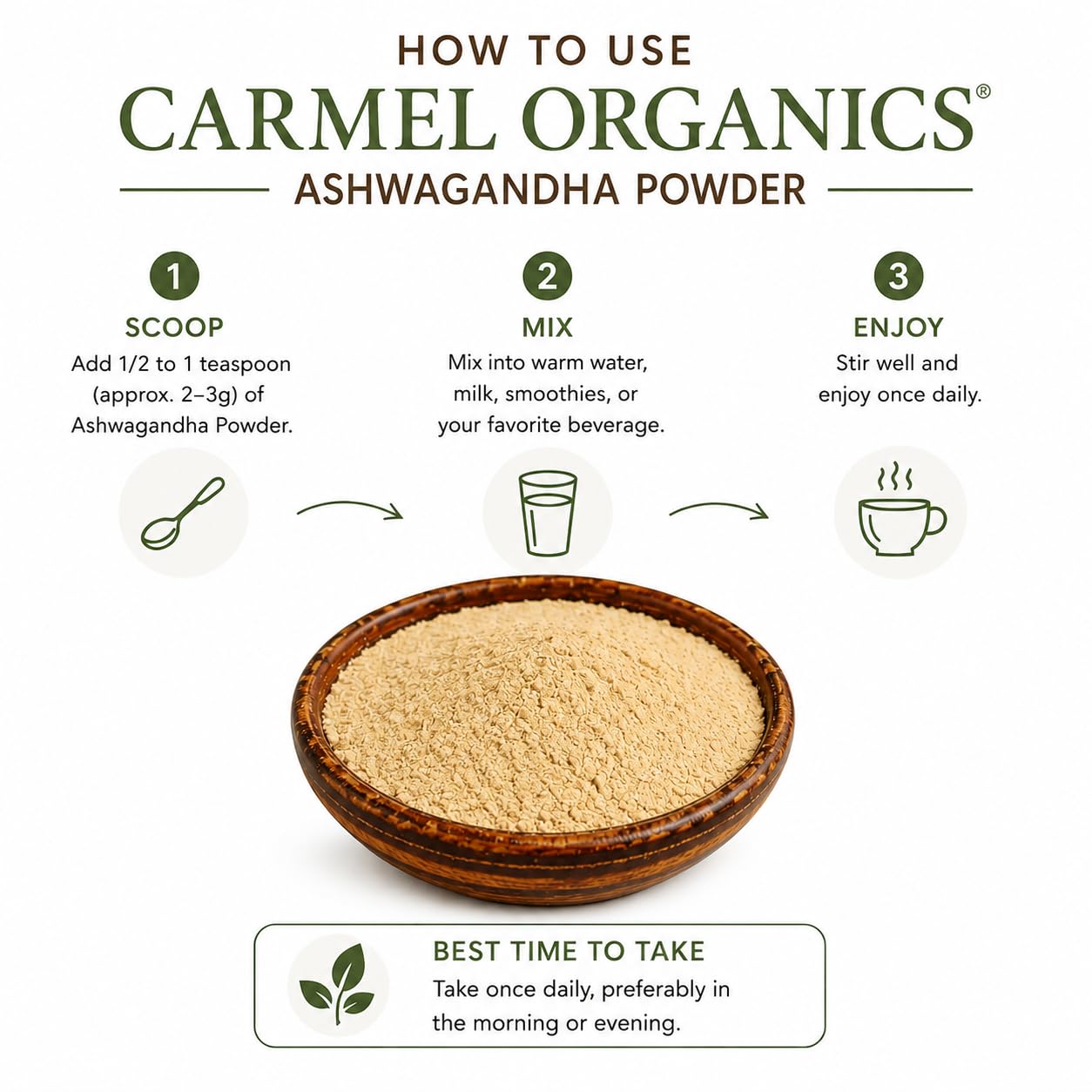 CARMEL ORGANICS Ashwagandha Root Powder 100 Grams 1