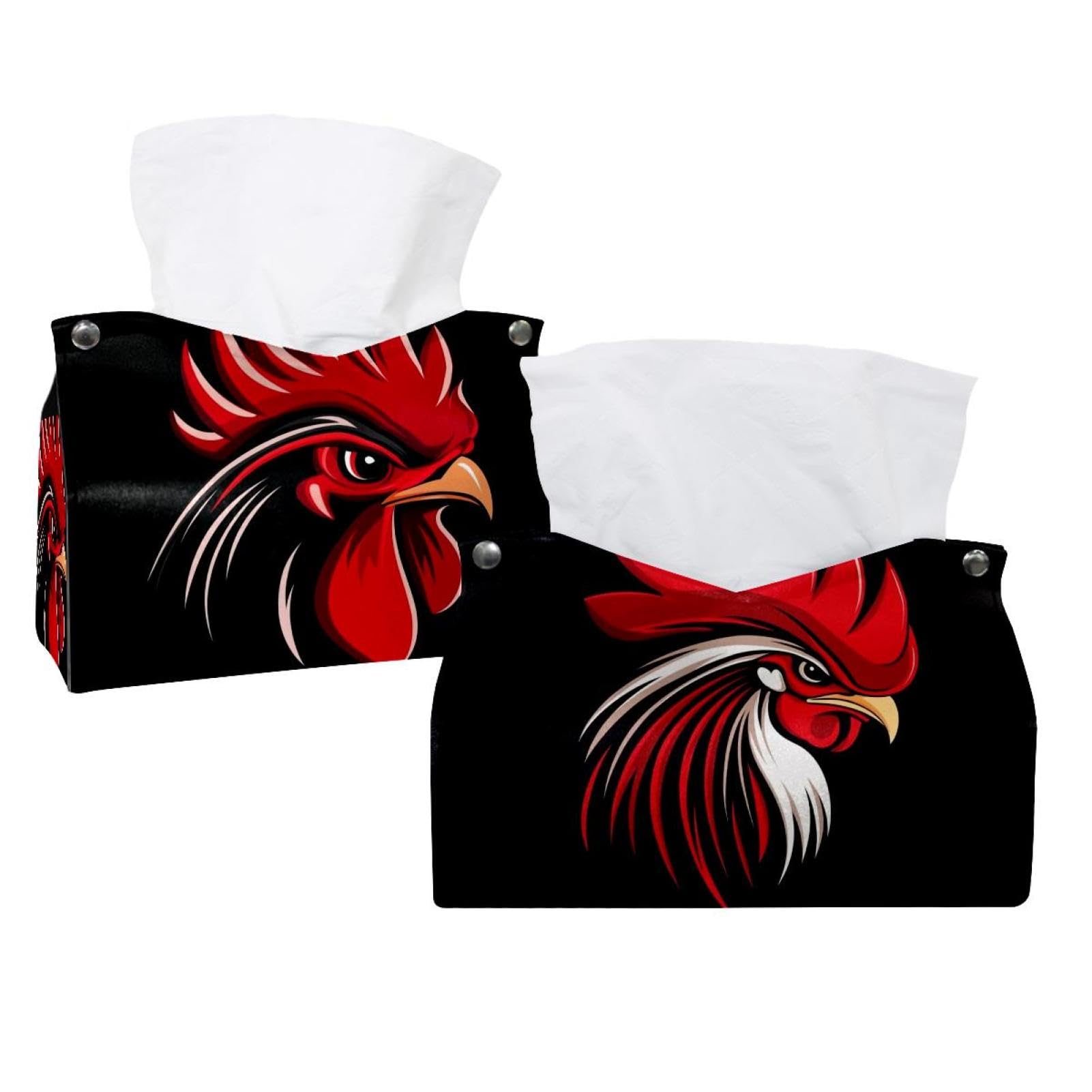 Boîte à mouchoirs en cuir véritable style coq pour commode raffinée