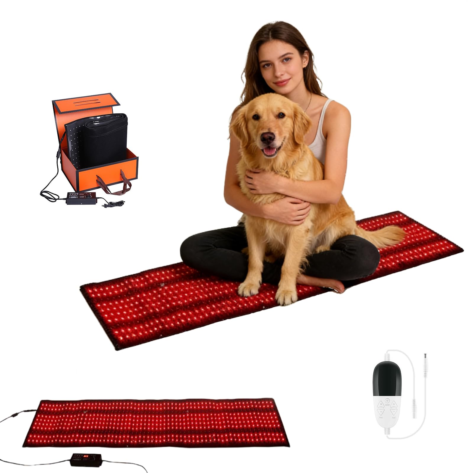 Tappetino per Terapia con Luce Rossa e Infrarossa per Uso Corpo Intero, 630 LED 660nm & 850nm con Telecomando, 3 Modalità & 5 Livelli di Luminosità, Grande Pad di Recupero con Timer di Automatico