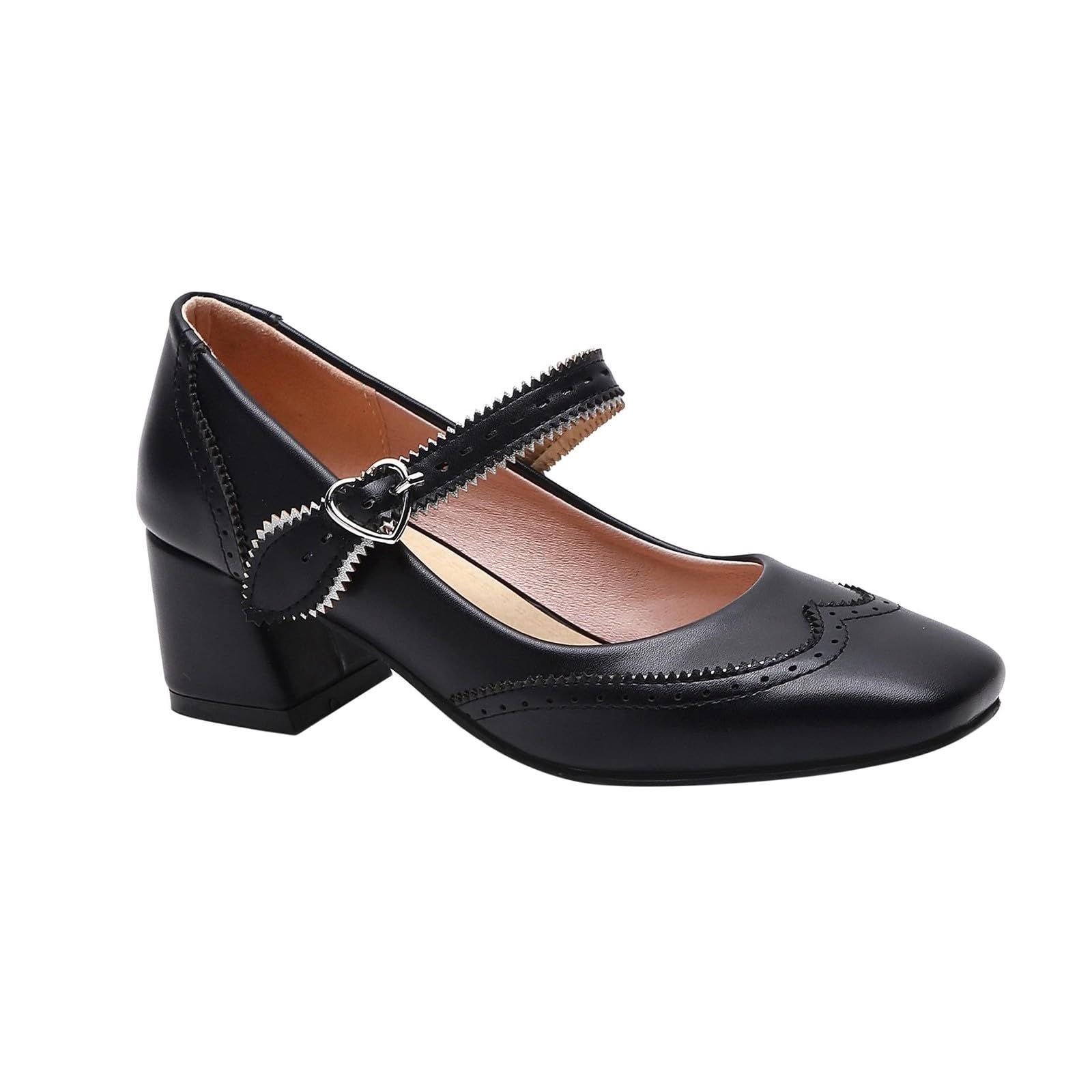 Generisch Mary Jane - Scarpe da donna con tacco medio e punta quadrata, per ufficio, tempo libero, vacanze