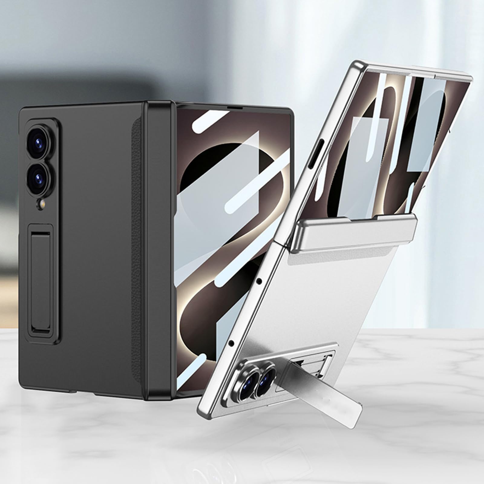 Custodia Per Samsung Galaxy Z Fold 8, Resistente Ultra Sottile Case | With Proteggi Schermo Graffi Staffa Guscio(Silver)