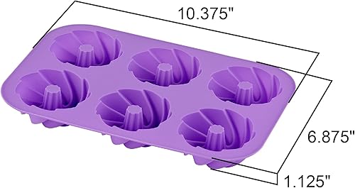 Miniatura 5 de Amazing Abby - Molde de silicona para cupcakes de 10 x 7 pulgadas (juego de 3), molde para hornear de 6 tazas de fácil liberación para magdalenas y