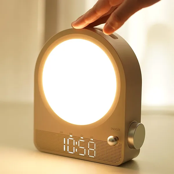 Vivilumens Sound Machine Alarm Clock, Gentle Sunrise Wake Up Light Alarm Clock for Heavy Sleepers Adults, Dimmable Night Light & RGB Meteors Lights Mode, 10 Natural Sounds, Great Gifts for H
