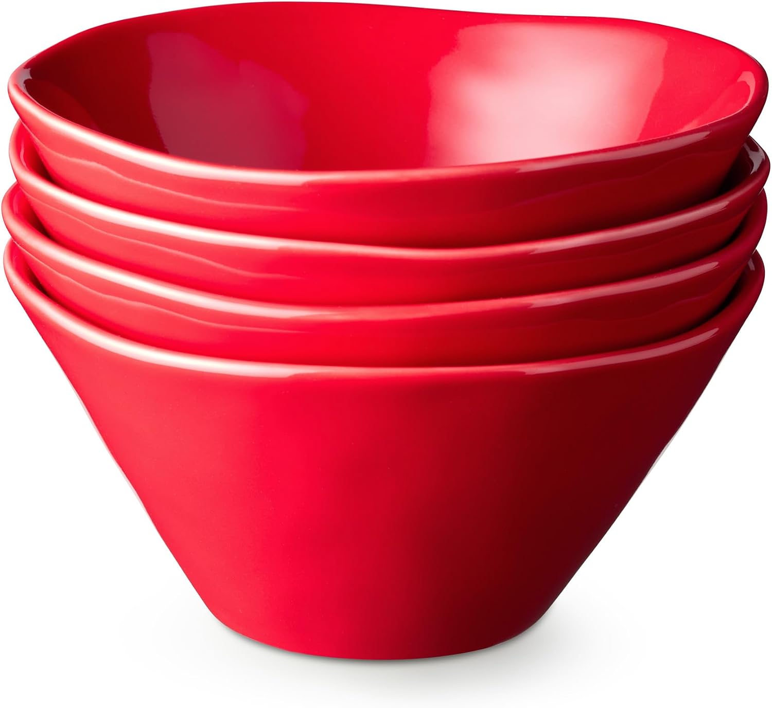 Berry Red Christmas Ice Cream Bowls for Holiday Dessert, Festive Red Stoneware Serving Bowls, Winter Tableware, Mix and Match with Holly and Vines