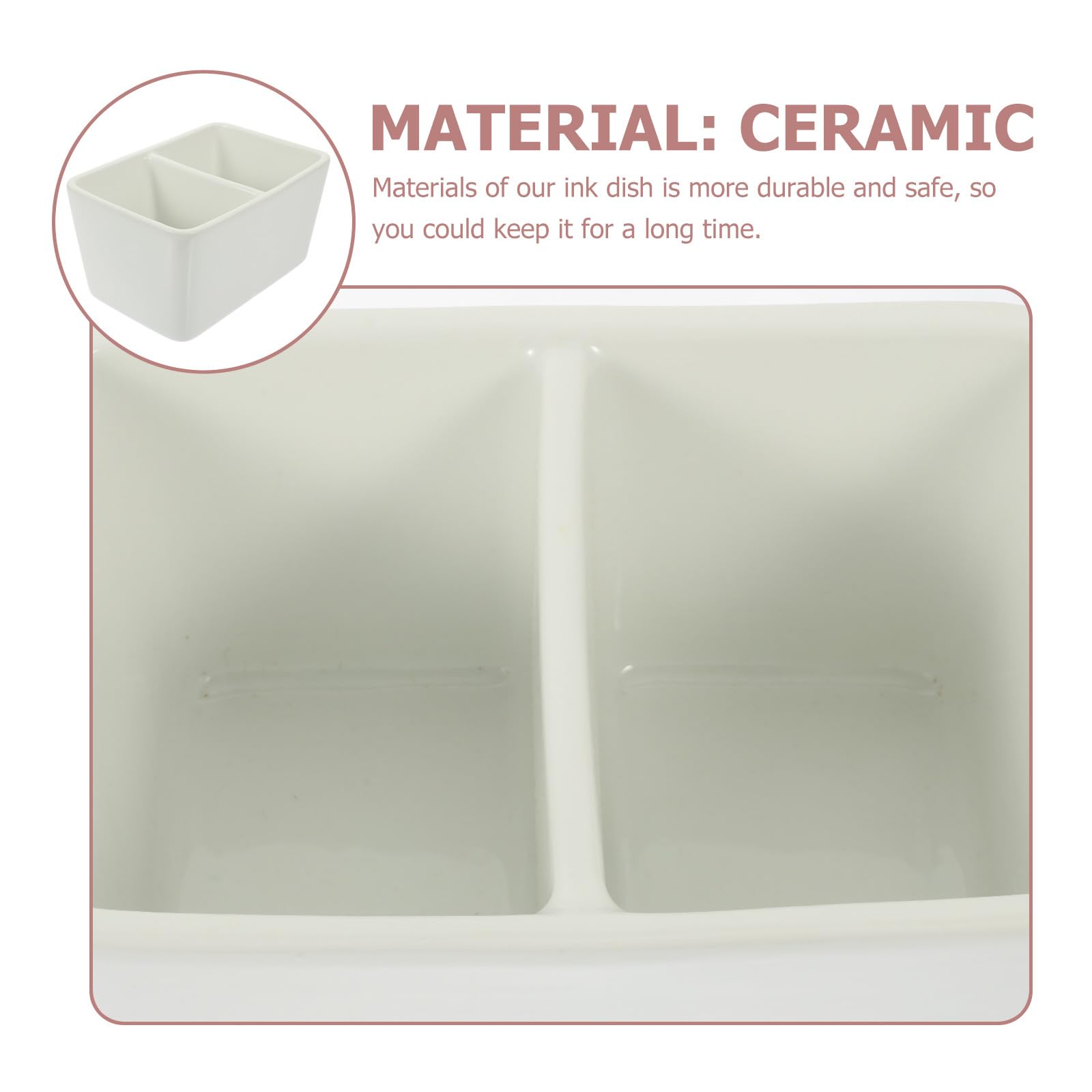 Beaupretty Calamaio in Ceramica Grande capacità per Calligrafia, Piatto per Inchiostro da Pittura, Contenitore Acqua per Lavaggio Pennelli, per Studio e Atelier Artistico