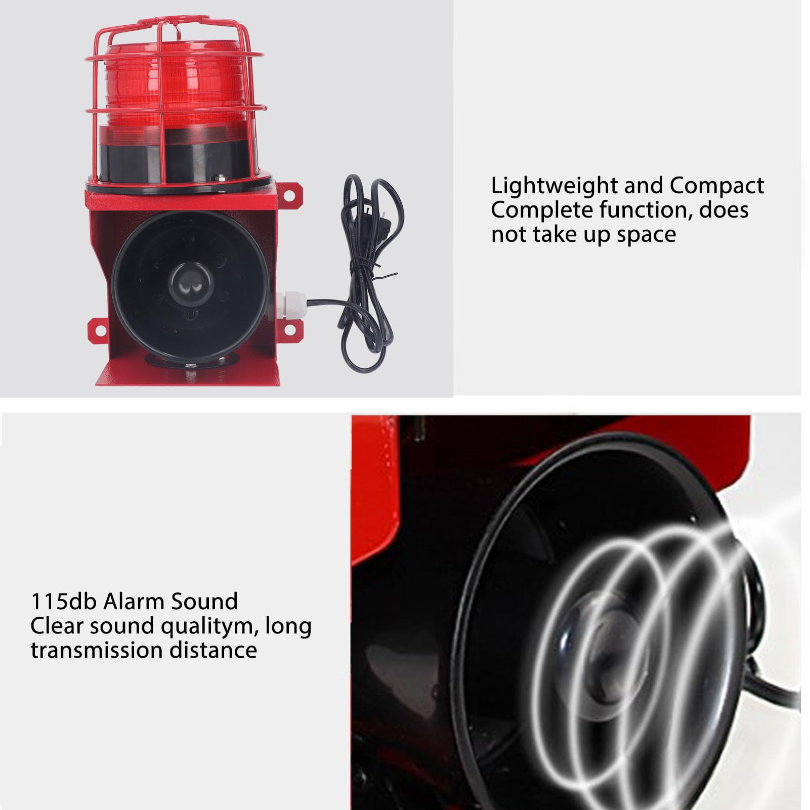 Jauarta Industrial Sound Light Alarm High Power Siren Horn 115db Security Audible Visual Alarm Wall Installation (DC24V)