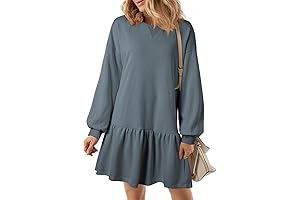 blencot Women's 2024 Fall Long Sleeve Pullover Crewneck Knit Patchwork Sweatshirt Dress