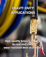 Vista 16 de Kit de acoplador y enchufe (7 piezas), tipo industrial D, NPT de 1/4 de pulgada, juego de accesorios de manguera de aire de conexión rápida de latón