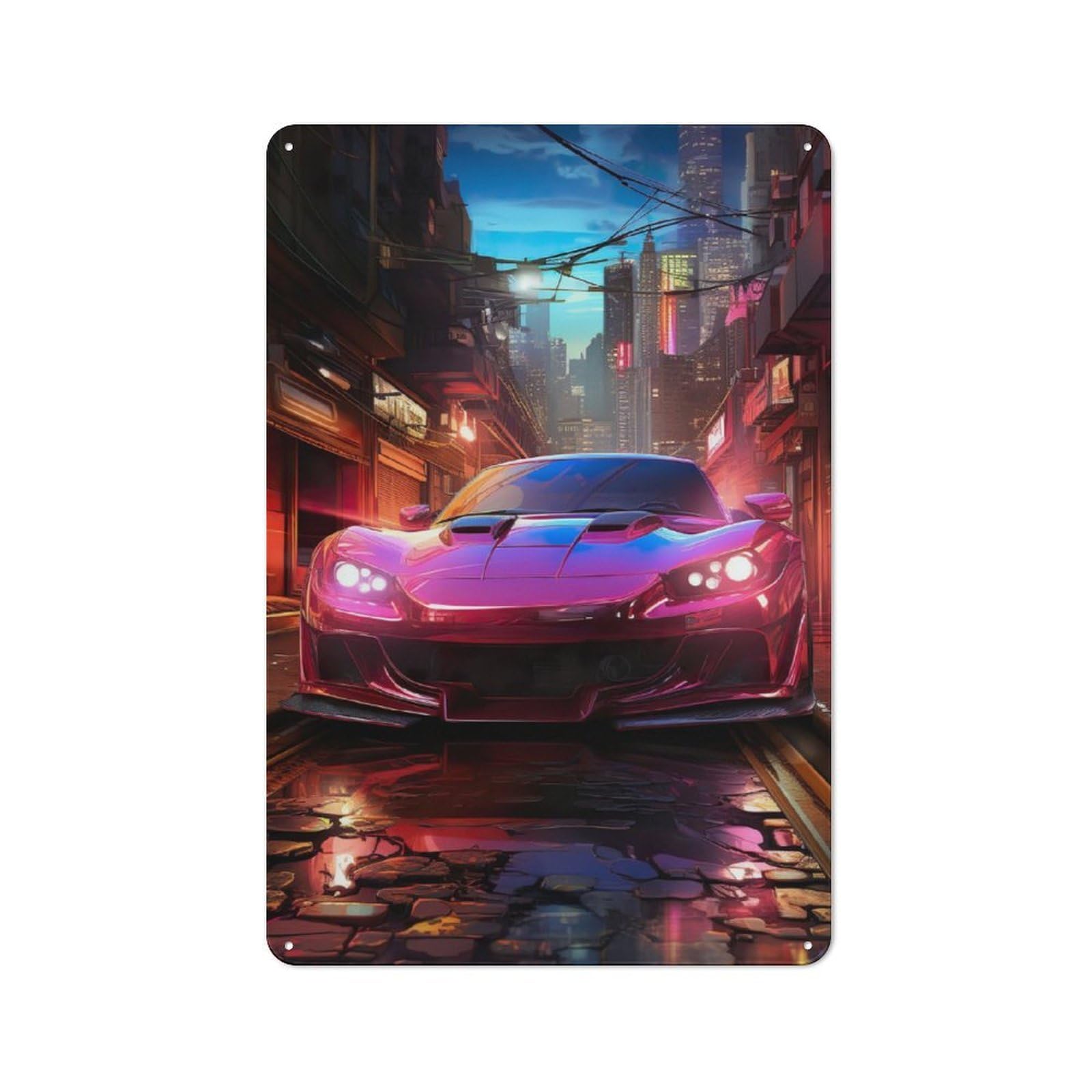 Everyday Purple Sportscar Metal Gift Sign 30x20cm, Room Wall Plaque for Home, Shop, Pub Or Studio Wall