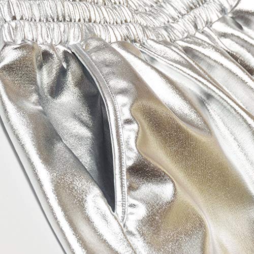 Image of Perfashion Women's Metallic Shiny Shorts Sparkly Hot Yoga Outfit
