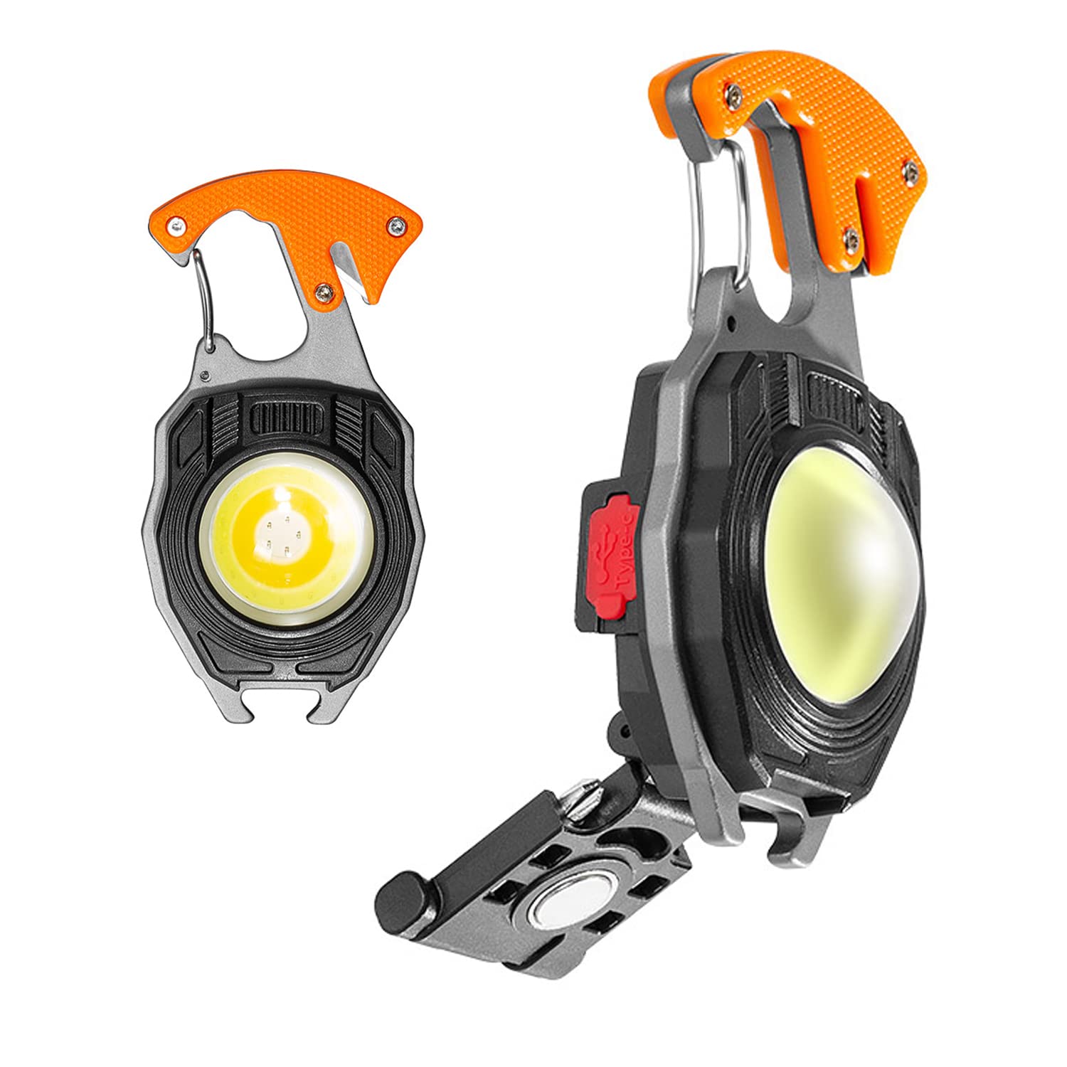 T-SUN Portable Mini LED Small Work Light Keychain Flashlight 7 Modes 800 Lumens Rechargeable Inspection Lights with Bottle Opener Magnetic Base for Camping Repair Emergency Lighting (1 PCS)