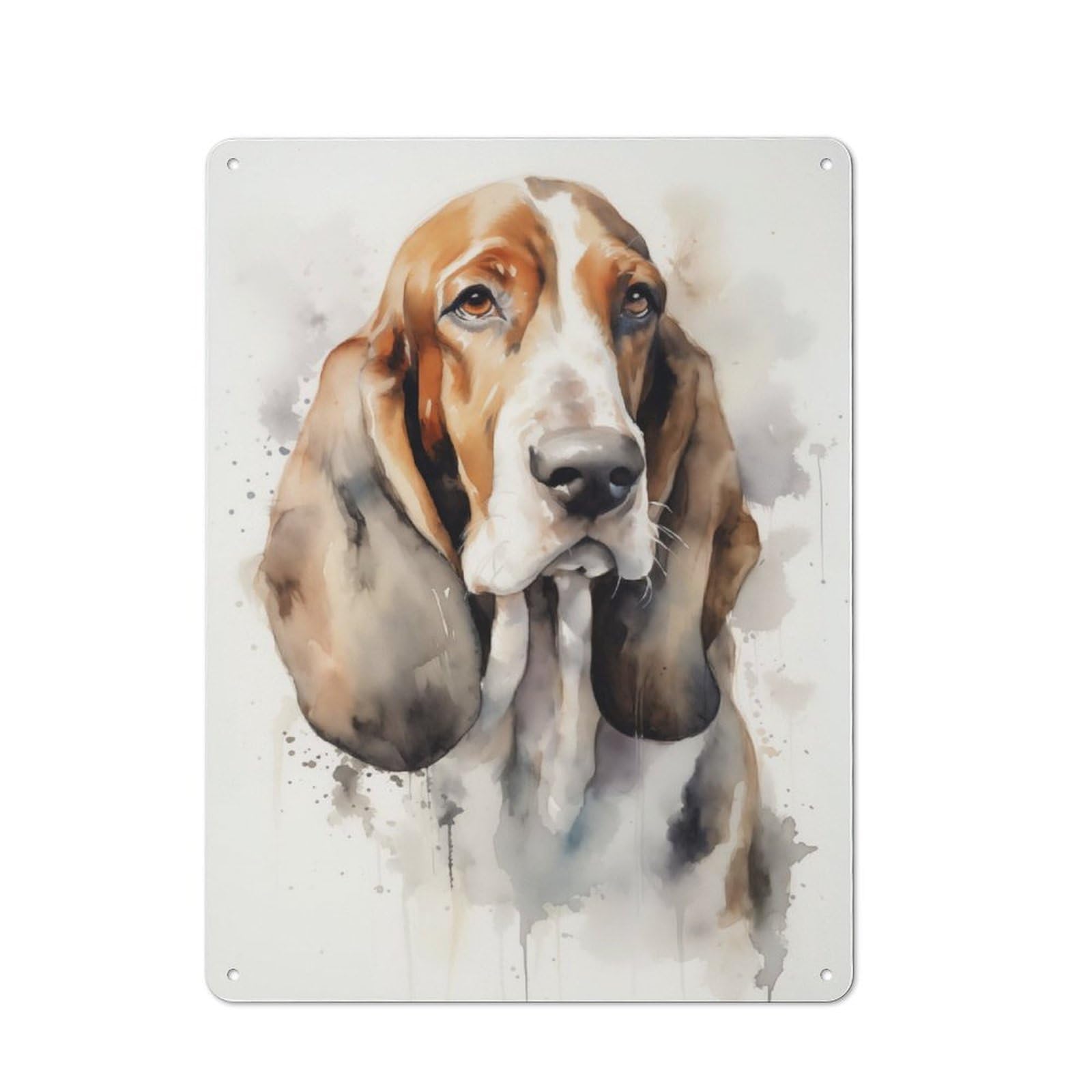 Junmoney Basset Hound Porrtait Tin Wall Plaque 40X30cm With For Living Room Wall, Gift For Feature Wall Decorators During The Christmas Season