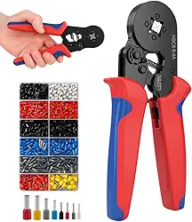 Alicate Crimpador Profissional Kit 1200 Peças AWG 23‑7 (0,25–10 mm²) Alicate De Crimpar com Terminais Ferrule e Cabo Antiderrapante Premium