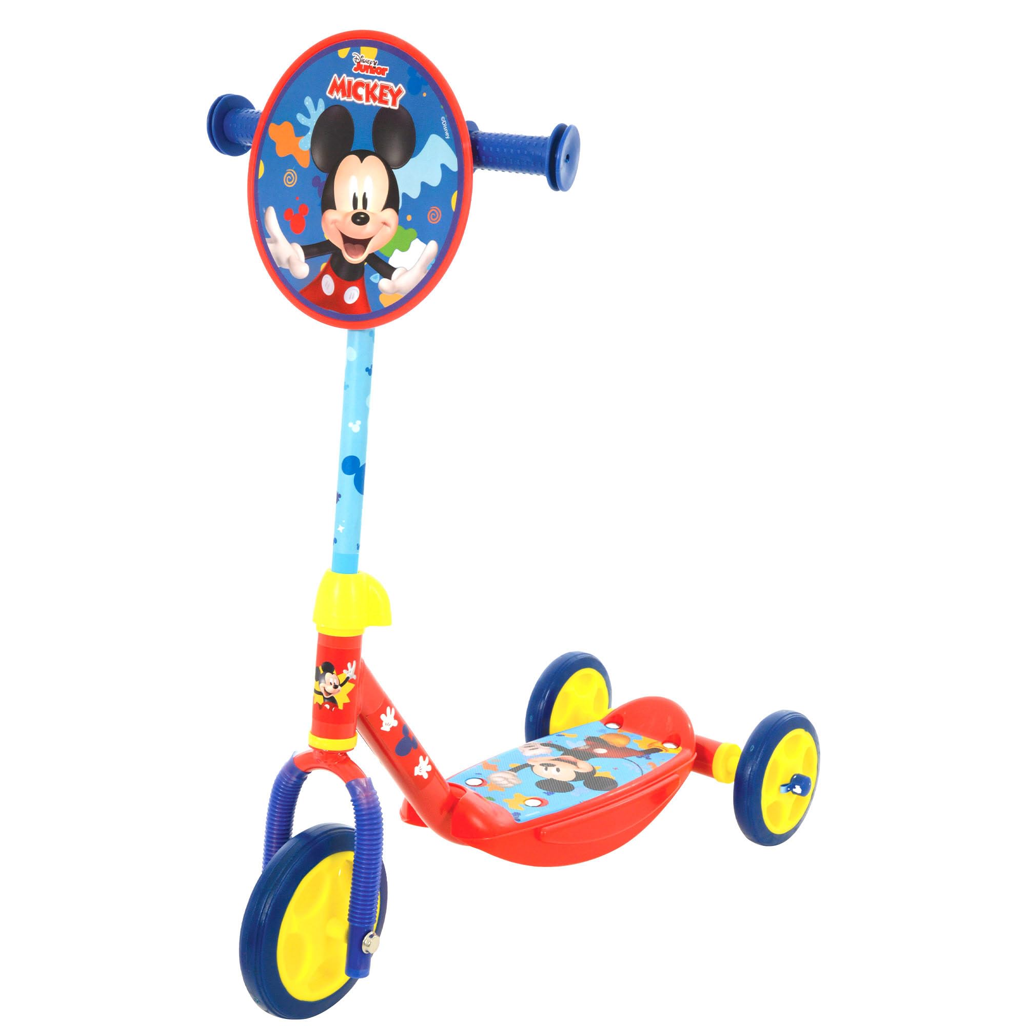 Disney Mickey Patinete 3 Ruedas +20 kg +2 años, 57x30x60-66 cm, Escudo Delantero, Juegos para niños, Motricidad, Diseño Colorido Mickey Mouse, Patinete Infantil, Fácil de Montar (77738)