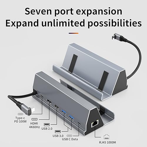 Miniatura 2 de Margal Base para cubierta de vapor, estación de acoplamiento compatible con Steam Deck, 7 en 1 Stream Deck Dock con HDMI 2.0 4K 60HZ, Gigabit