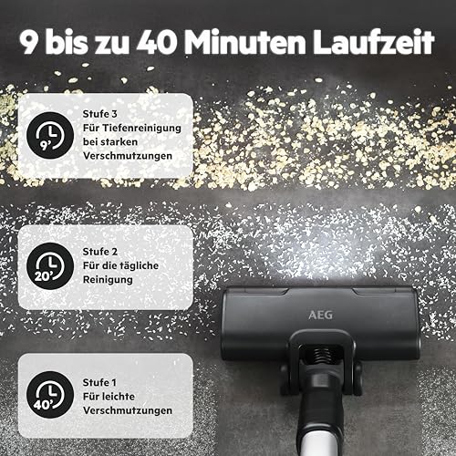 AEG 6000 Akku-Staubsauger, 103.000 U/Min, 175.000 dPa, Digitalmotor, Testsieger ETM Testmagazin, Kabellos, bis zu 99% Staubaufnahme, bis zu 40Min Laufzeit, Entnehmbarer 21,6V Akku, Leicht, AP61CB21DB