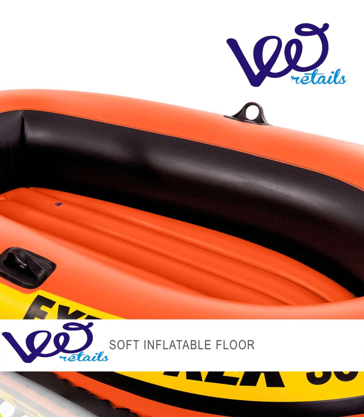 VWretails Explorer 300, 3 Person Inflatable Boat for Flood Rescue, Adventure, Rafting, Fun and Enjoyment of River and Swiming Pools Fishing, with Oars & Air Pump (58332) 4