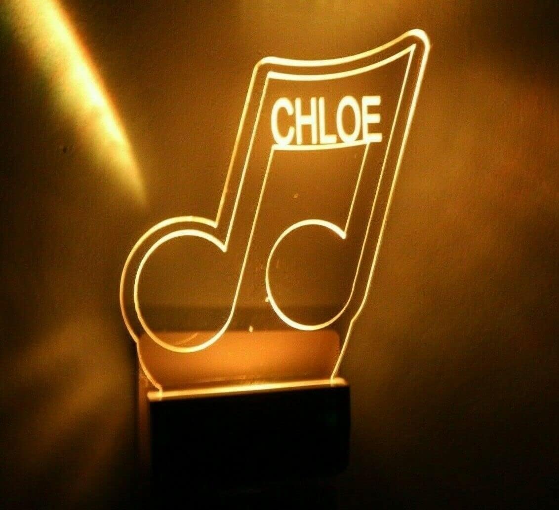 Music Notes Night Light Multi Color Personalized LED Plug-in, Ultra Slim Smooth-Touch Light with Smart Dusk to Dawn Sensor, Energy Efficient Home Decor Ideal For Any Room or Hallway, Great Gift