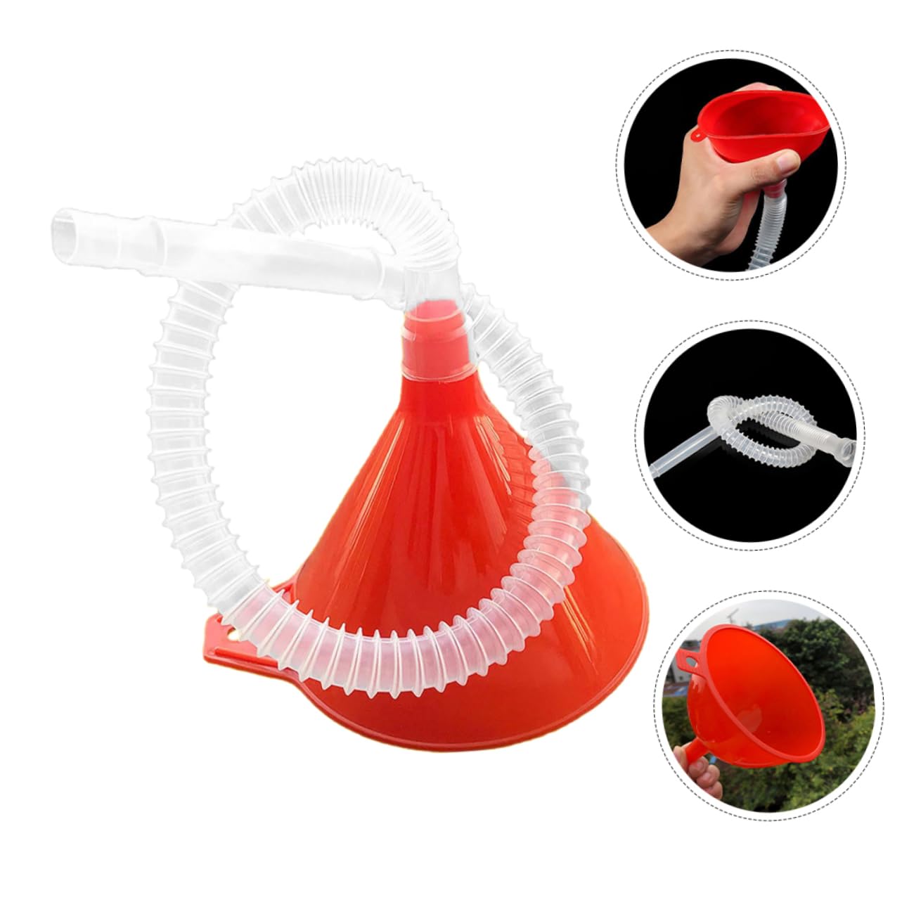 ULTECHNOVO 6piezas Embudo De Flexible Con Tubo Transparente Para Gasolina y Líquidos Para Automóviles y Uso Doméstico Diseño Práctico y Multi-ángulo Para Evitar Derrames