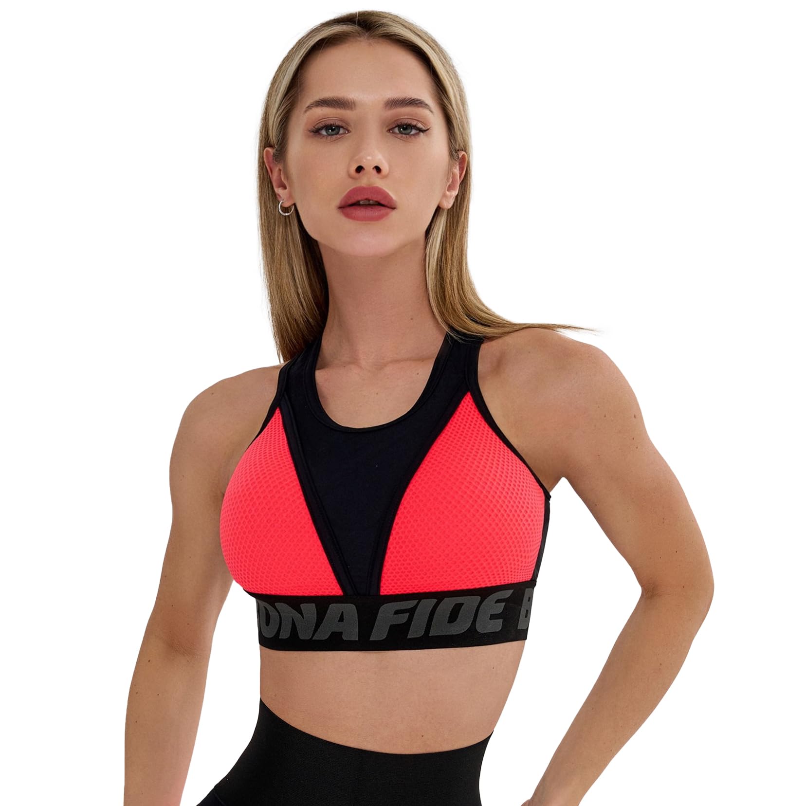 Bona Fide Sport Bras for Women - High Impact Sports Bras with High Support for Womens - Designed for Gym, Running and Fitness Top for Top Neon Orange S