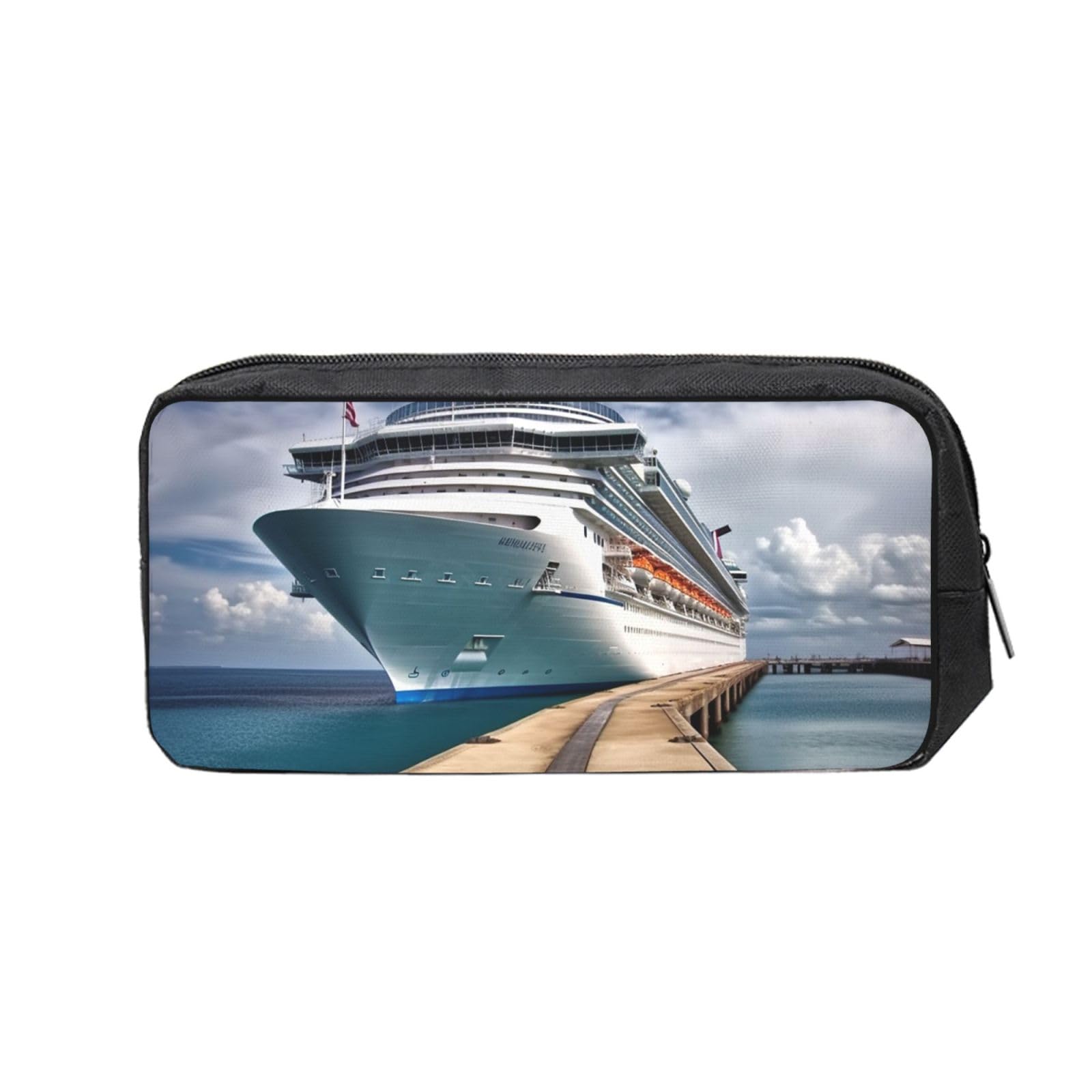 FodPand Cruise Ship Pencil Case Large Capacity Pencil Pouch With Zippers Portable Waterproof Pencil Bag Makeup Pouch Cosmetic Bag For Women Men