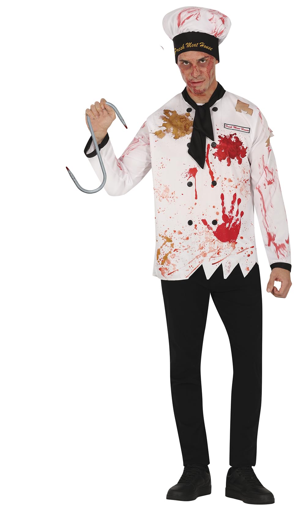 FIESTAS GUIRCA | Double Hook Bloody Toy (13 in) - Fake Bladed Weapon for Killer or Villain Costume - Ideal for Halloween and Horror Parties - All Users - Multicolour